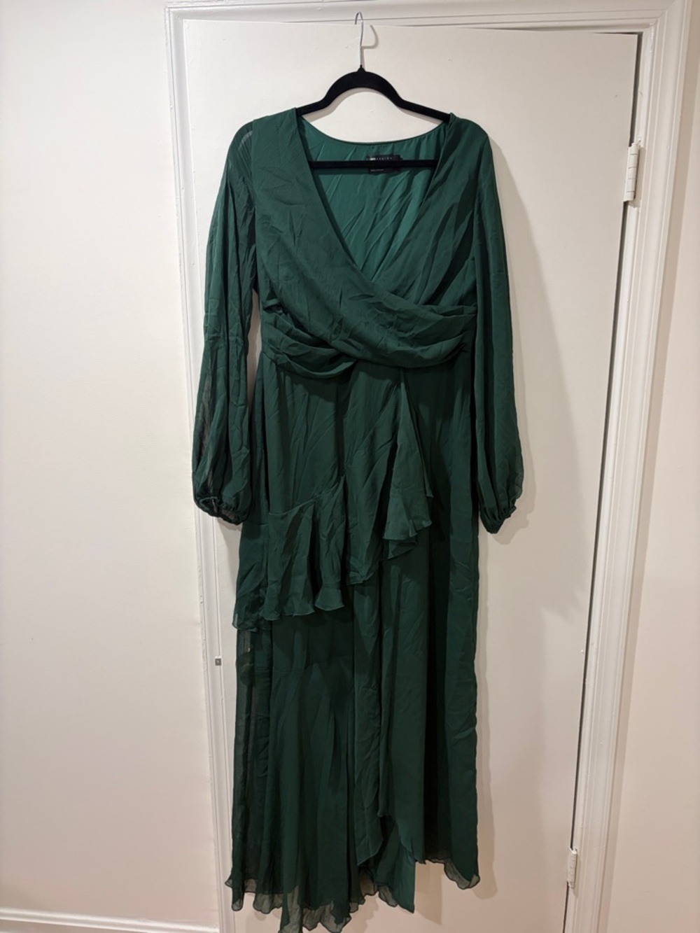 ASOS Emerald Green Wrap-Front Maxi Dress